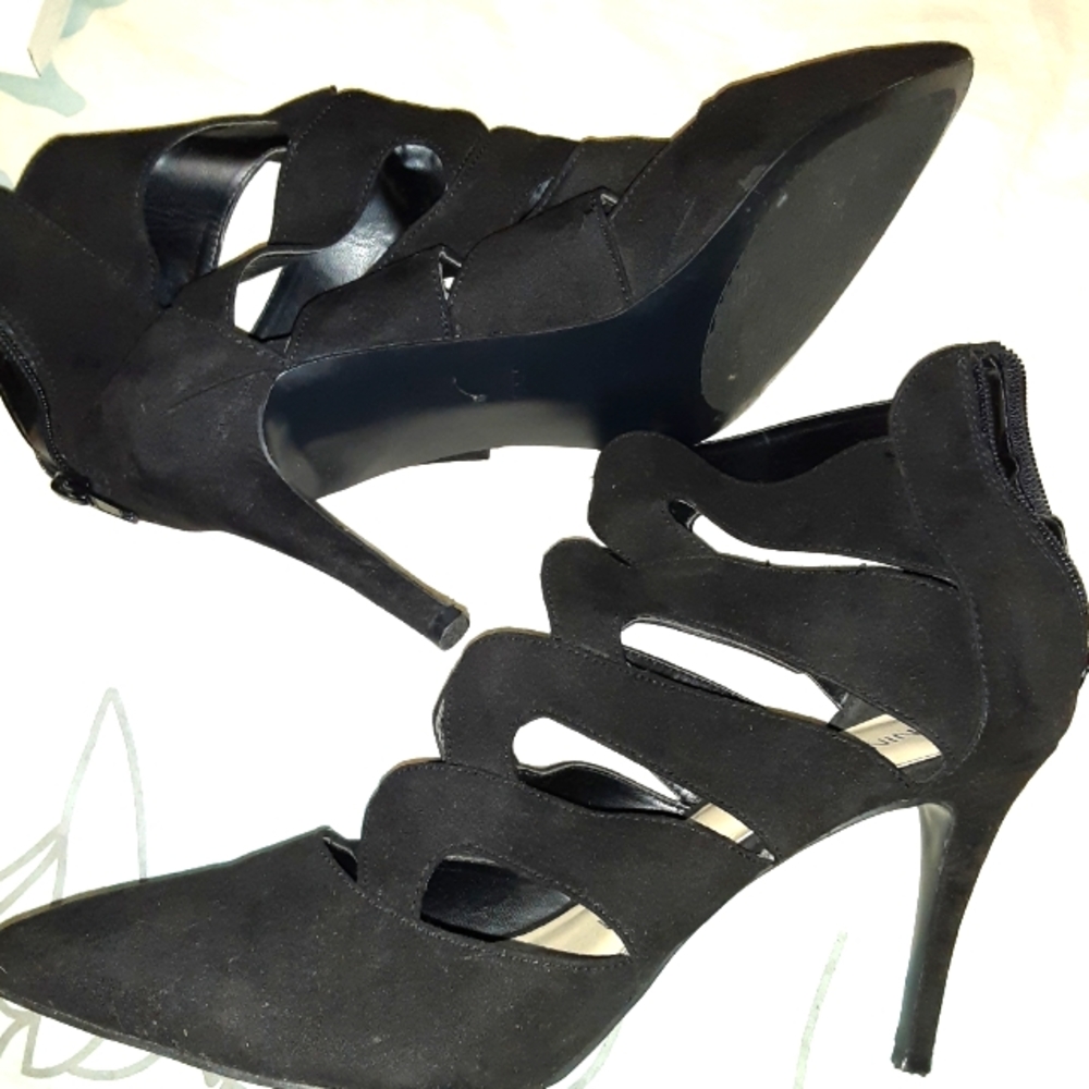 Nine West Women's festive caged heels.